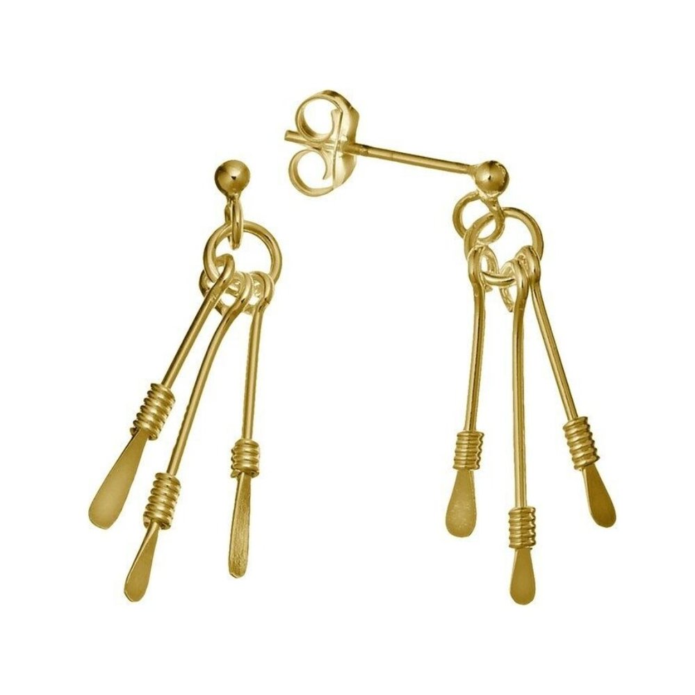 24K YELLOW GOLD Kayak/Canoe Paddle Drop Earrings - 1.0"